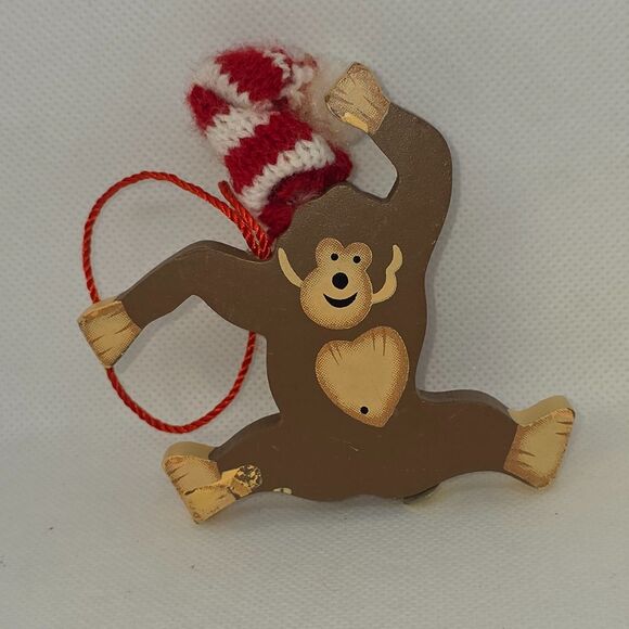 Set of 4 Wooden Christmas Animal Ornaments - Giraffe, Monkey, Lion & Dinosaur - Picture 7 of 15